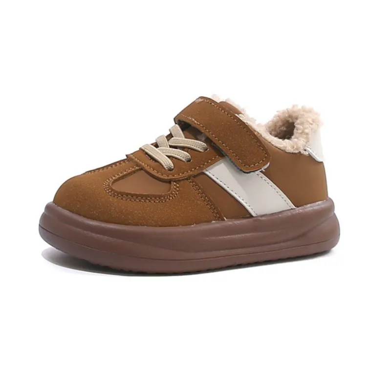 New autumn winter Kids sports shoes with plush insulation both boys girls casual shoes babies fashionable cotton board shoes