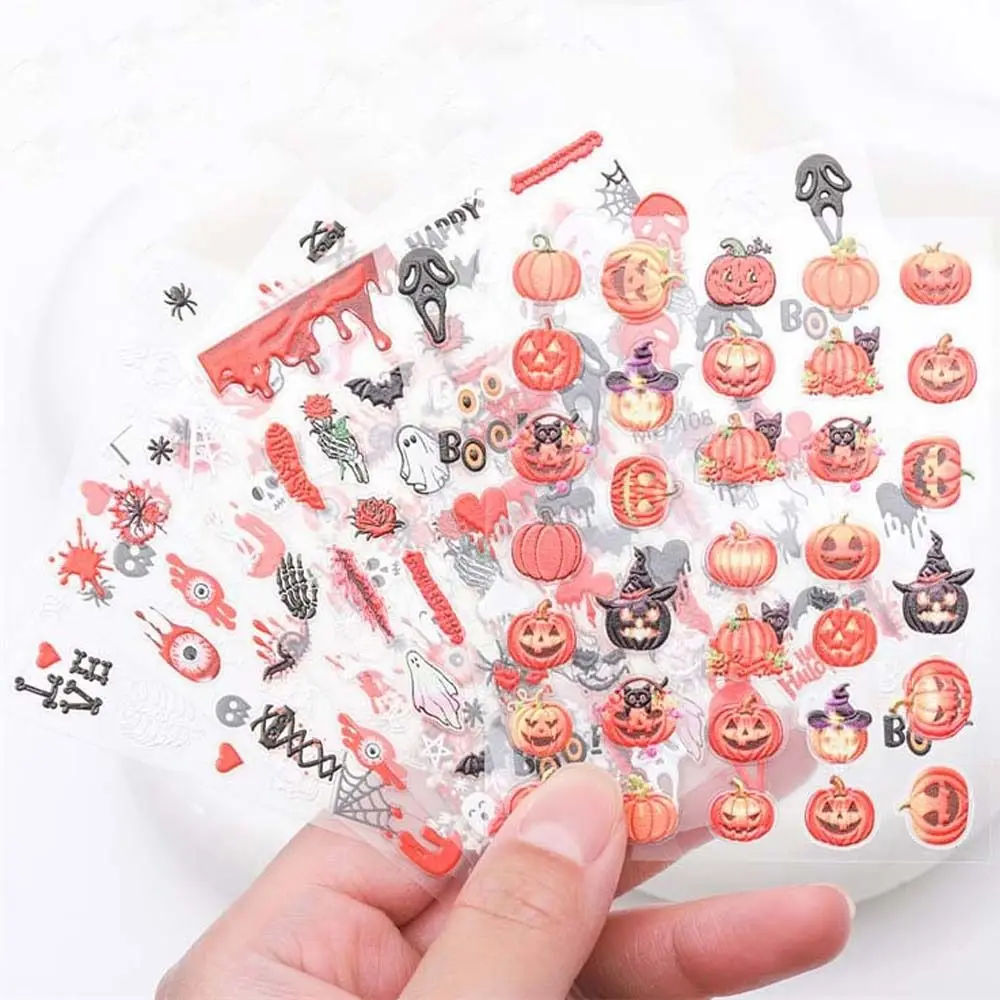 Nail Accessories Halloween Nail Stickers Manicure Ornaments Pumpkin Ghost Pattern Halloween Nail Decals Halloween Nail Charms