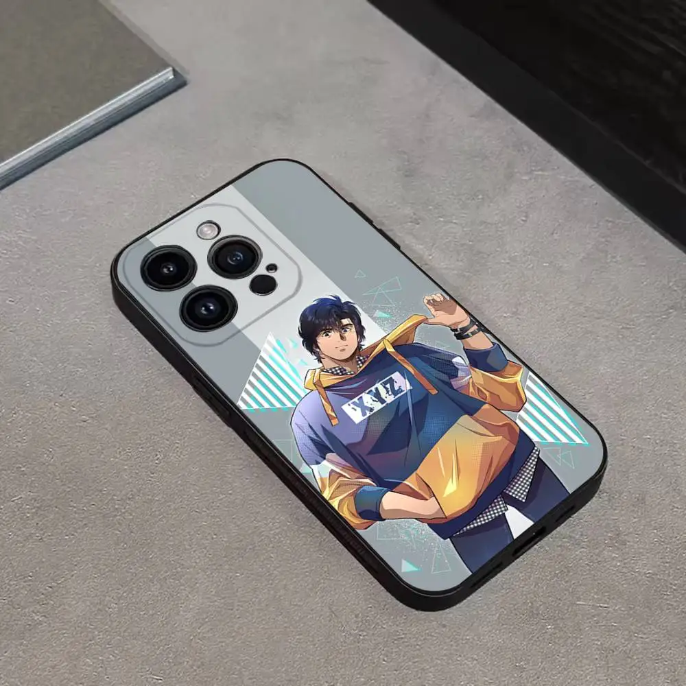City Hunter Comic Phone Case For iPhone 16,15,14,13,12,11 Plus,Pro Max,XS,X,XR,SE,Mini,8,7,Soft Silicone Black Cover