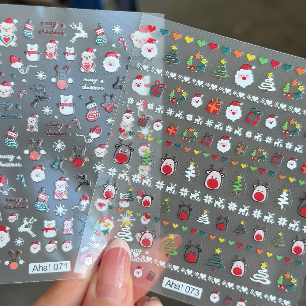 3D Nette Weihnachten Schneemann Nail art Aufkleber Winter Schneeflocke Santa Claus Elch Nagel Aufkleber Weihnachten Serie Neue Jahr Maniküre Aufkleber % #