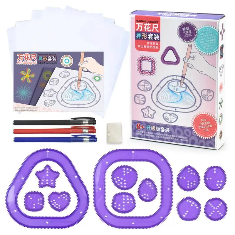 Spiral Art Kit Many Patterns Spiral Art Station Children Geometric Ruler Template Spiral Drawing Tool Art Toy Gifts Kids