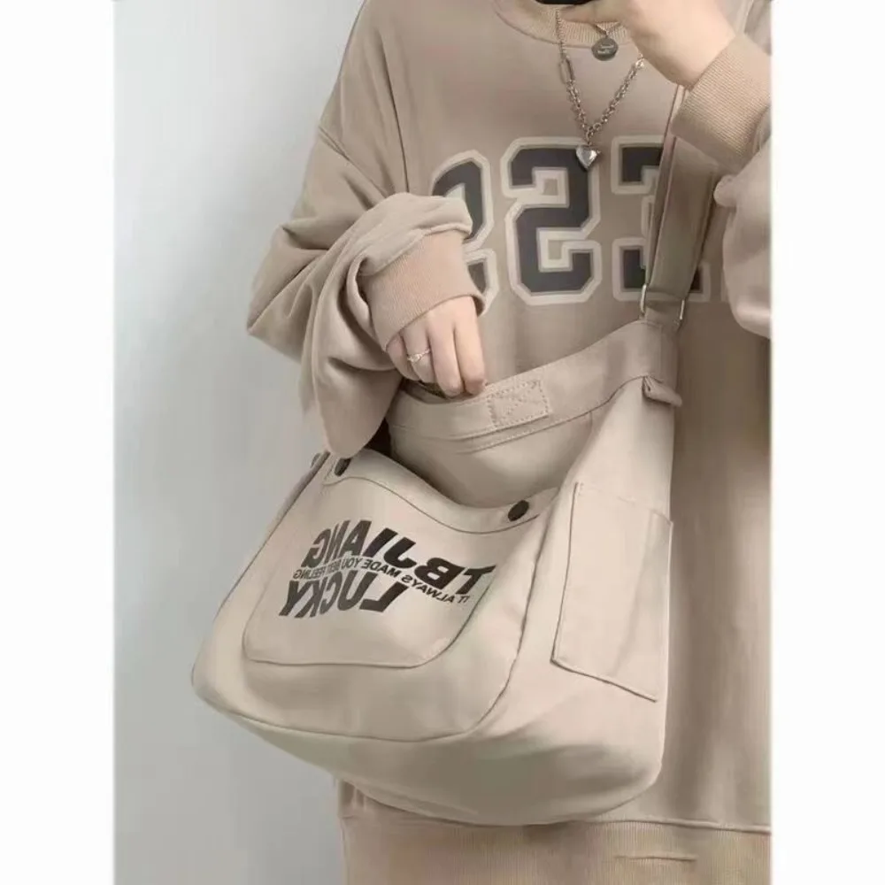 1PC Women Nylon Messenger Bag Youth Ladies Fashion Shoulder Bag Student Large Capacity Female Crossbody Bags Solid Color Packet