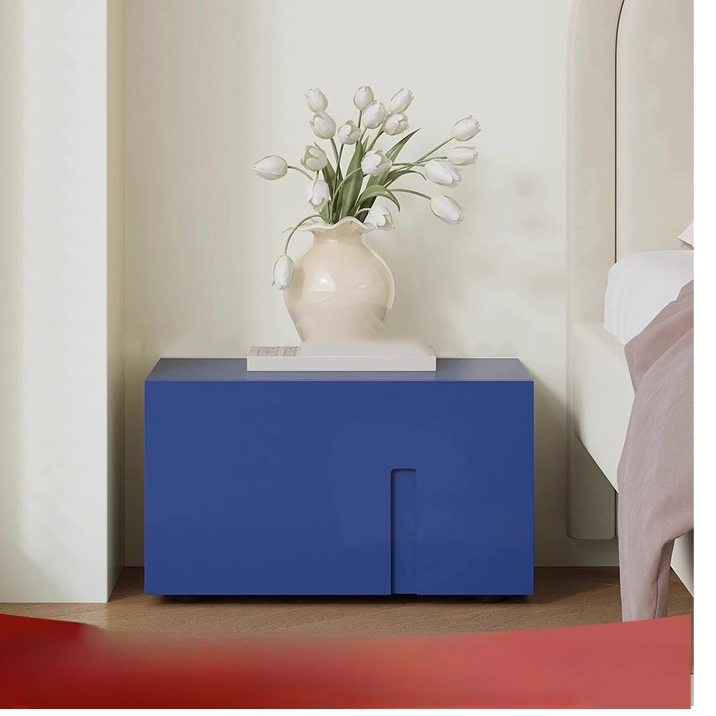 طاولة بجانب السرير من الخشب الصلب لغرفة النوم، خزانة منزلية بسيطة للرياح الكريمية، طاولة بجانب السرير، خزانة جانبية للأريكة الإيطالية