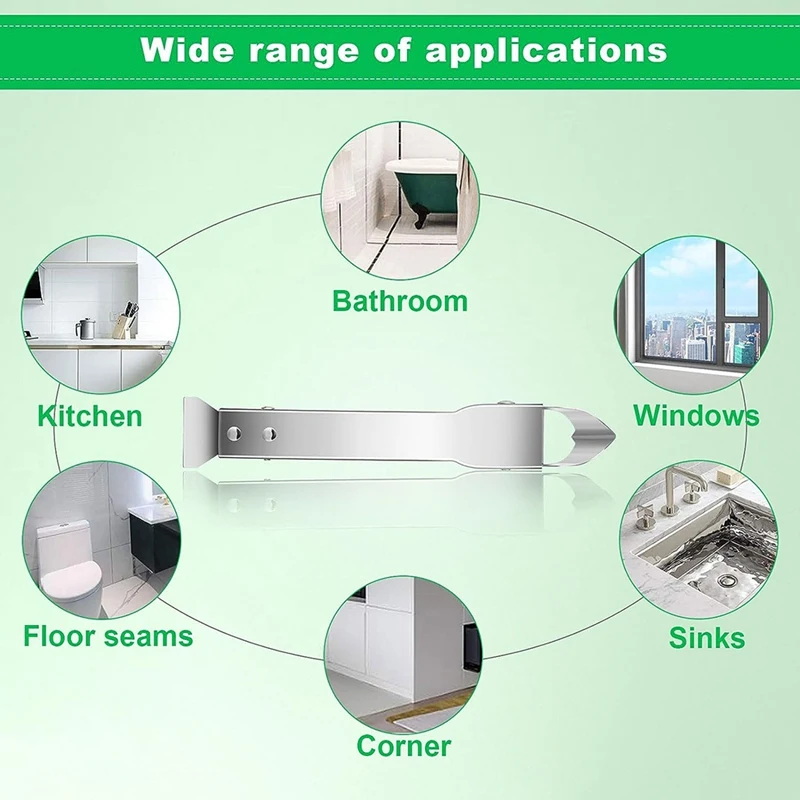 Zestaw narzędzi do uszczelniania fug ze stali nierdzewnej narzędzie do usuwania, 4 w 1 narzędzie do usuwania do uszczelniania płytek do podłoga w łazience w kuchni okna srebrne