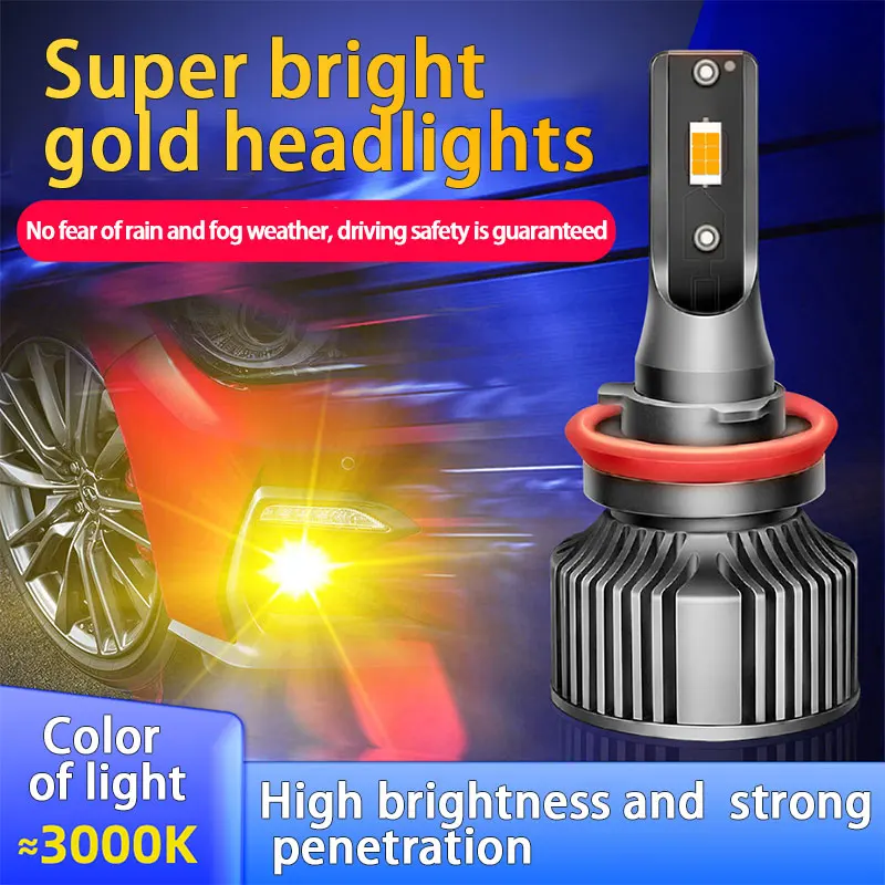 

4300K yellow light 22000LM Turbo H8 H11 LED Headlight 120W Super Bright H4 9005 HB3 9012 HIR2 LED Headlamp Bulb 12V