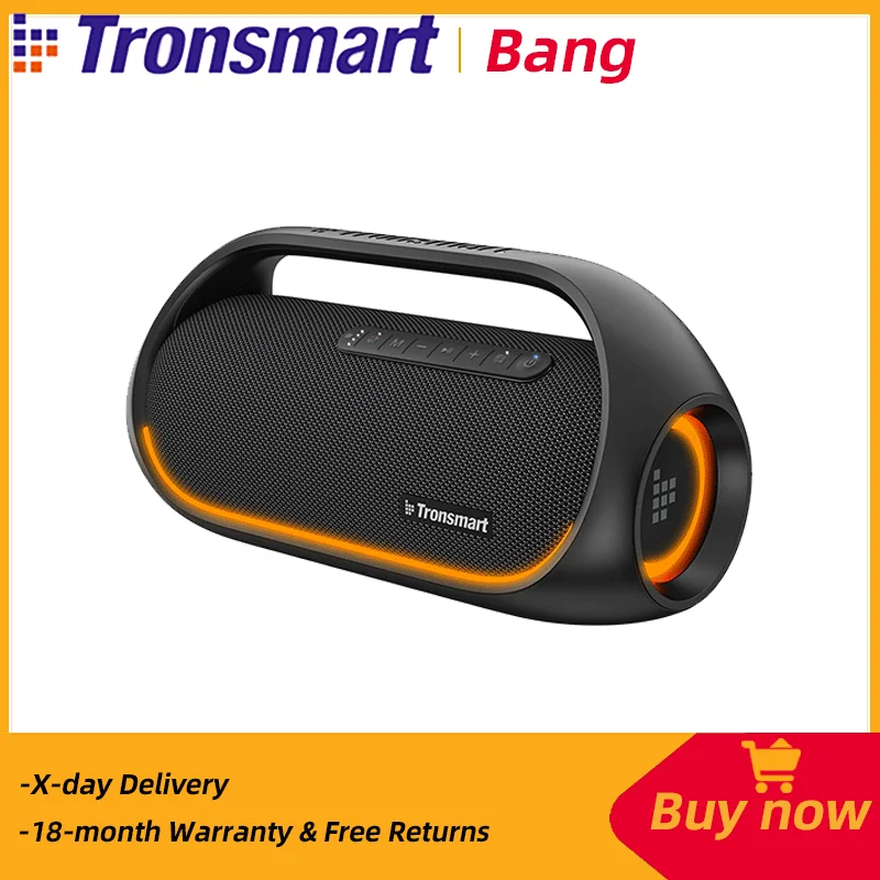 Tronsmart Bang Bluetooth Speaker Wireless Portable Speaker with Lossless Hi-Res Audio, Heavy Bass, App Control, Portable Handle