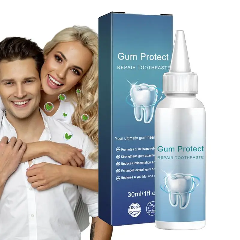 Pasta de dientes para reparación rápida de encías, blanqueamiento dental, elimina las manchas de placa amarilla, alivia el dolor de encías, decaimiento del dolor de dientes, 30ml