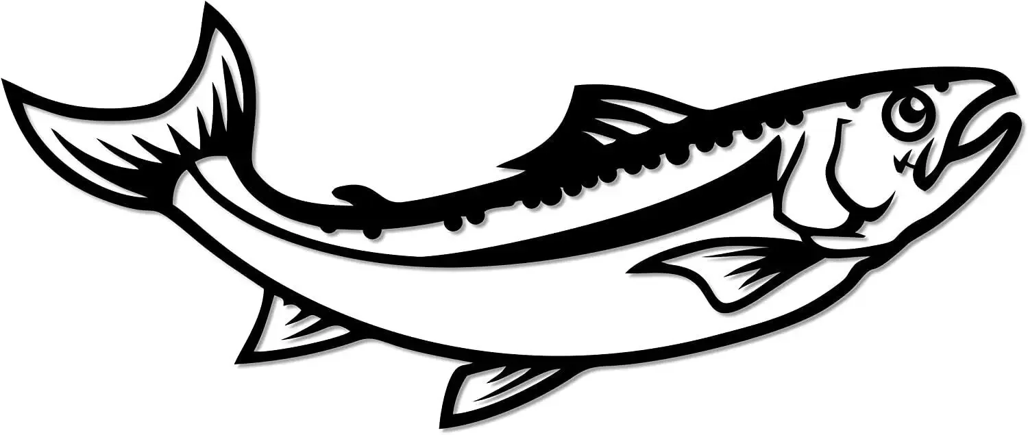 Salmon Bass Trout Jumping Fish Metal Plaque Iron Crafts Hanging Art Home Living Room Patio Indoor Hanging Sculpture