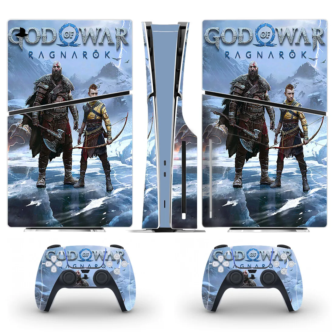 God of War Game PS5 سليم القرص الجلد ملصق ، غطاء لاصق لامع لوحدة التحكم و 2 وحدات تحكم ، الفينيل ، جديد
