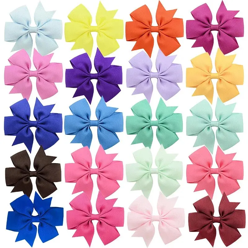 Simple Style Solid Color Hair Bows for Girls, 40 Pack Polyester Butterfly Bow Hair Clips, Perfect for Girls Aged 3-14