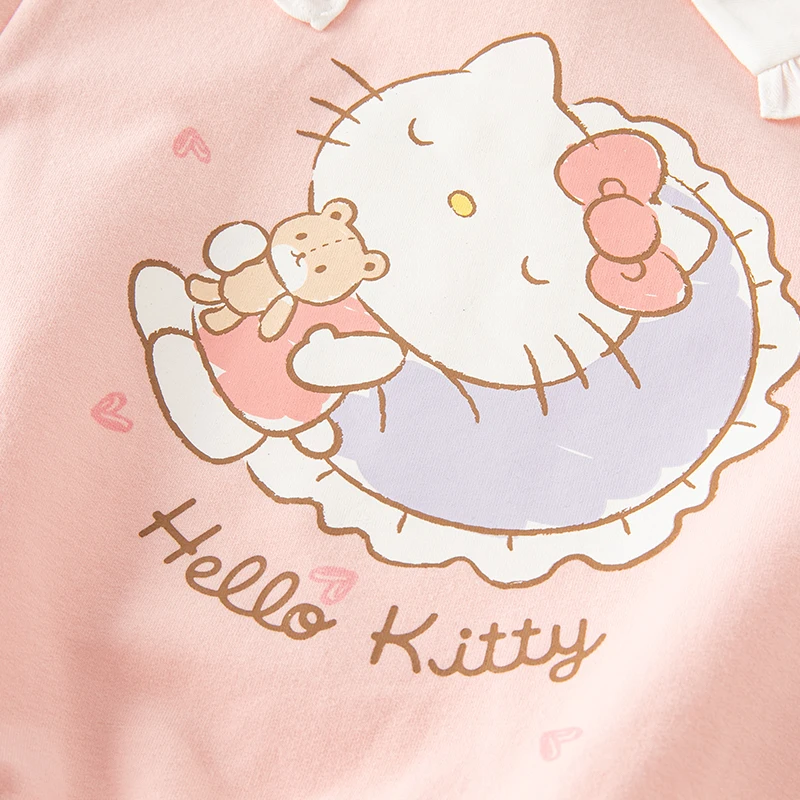 Hello Kitty Co Branded Dave Bella 2023 New Autumn Girl\'s Baby T-Shirt Children Top Cotton Casual Fashion Sweet Lovely DB3235780