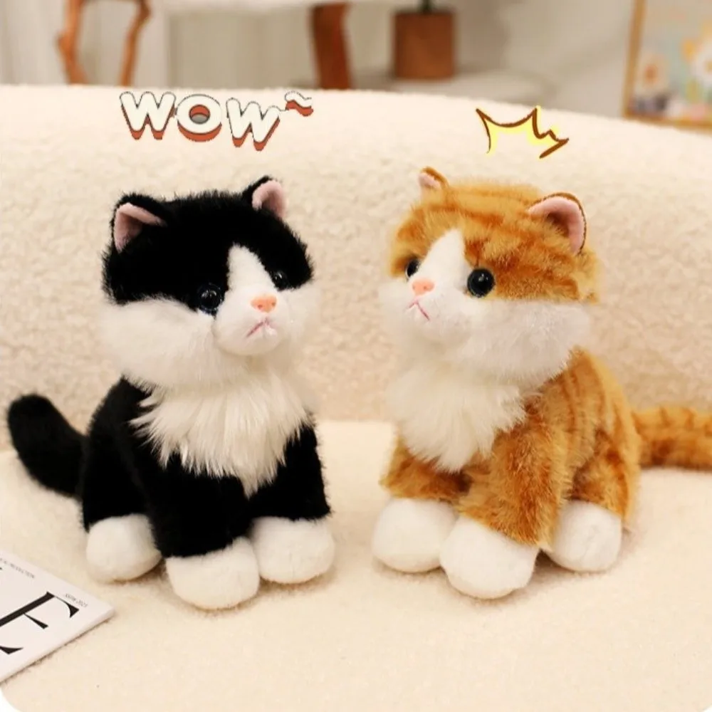 Sitting Cat Soft Simulation Cat Lifelike Gentle Cat Fluffy Comfortable Cat Birthday Gift