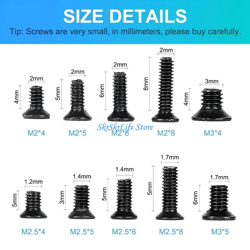 E65E Universal Laptop Screw Replacement 500Pieces Strong Metal Material