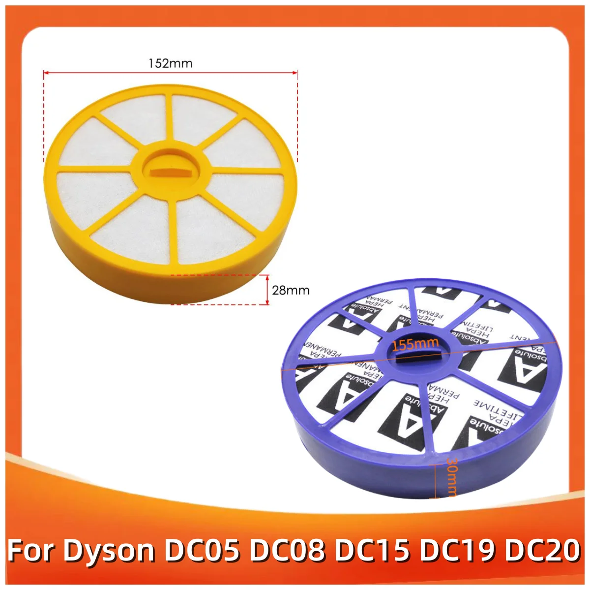 ชุดตัวกรอง HEPA ด้านหน้าและด้านหลังชุดตัวกรอง HEPA สำหรับ Dyson DC05 DC08 DC15 DC19 DC20 DC21ก่อนและหลังมอเตอร์ภูมิแพ้ตอนบนและหลัง