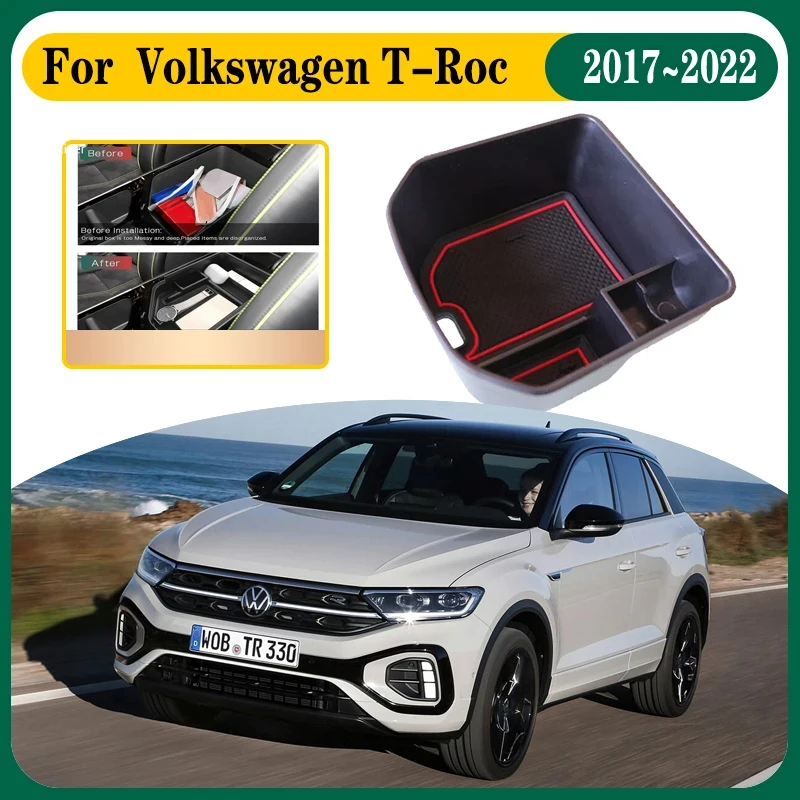 

Car Storage Box For Volkswagen T-Roc VW TRoc T Roc A11 AC7 2017~2022 Car Armrest Storage Bag Organizer Accessories Armrest Box