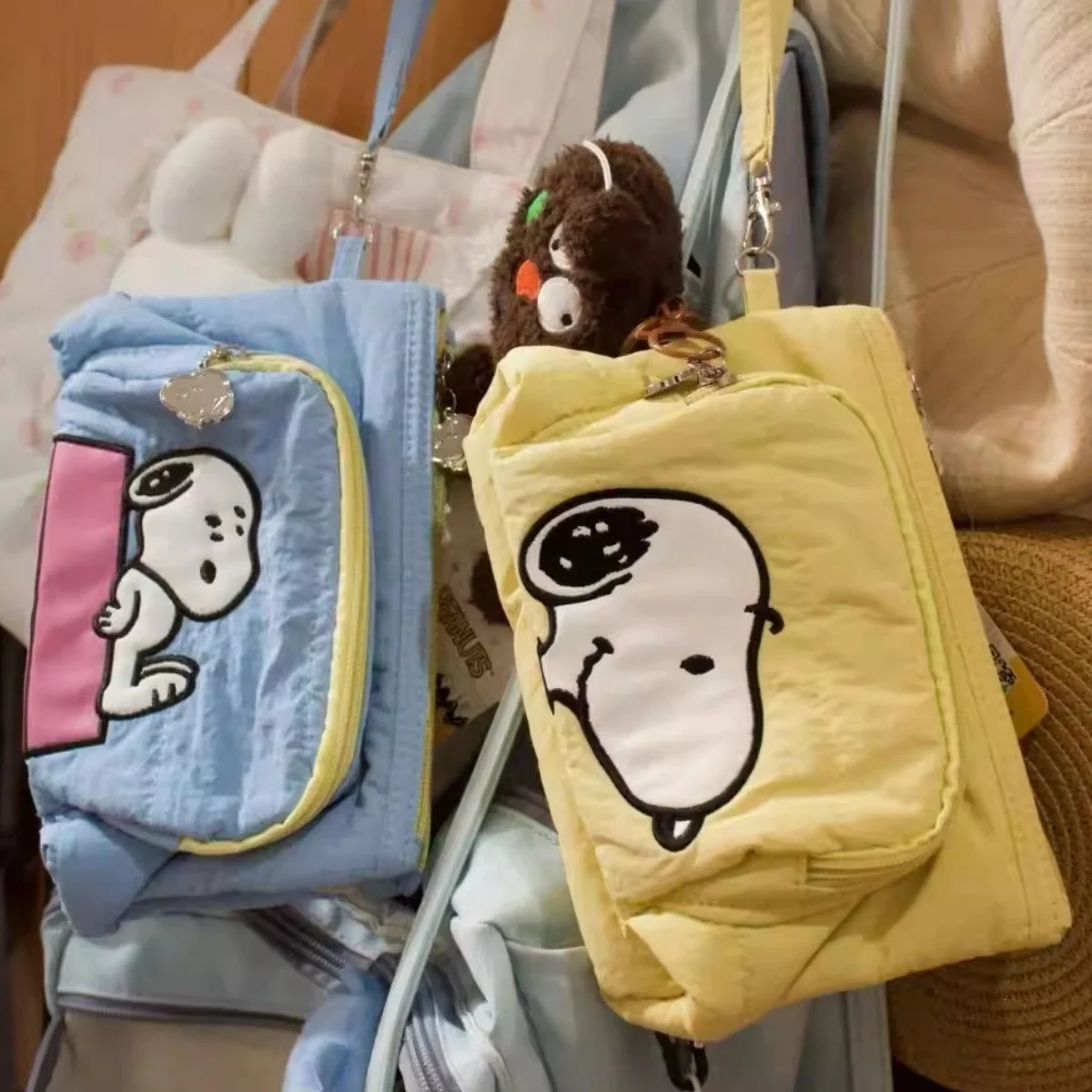 Japanese Snoopy Anime Storage Bag Large Capacity Portable Makeup Bag Single Shoulder Crossbody Bag Women's Birthday Gift
