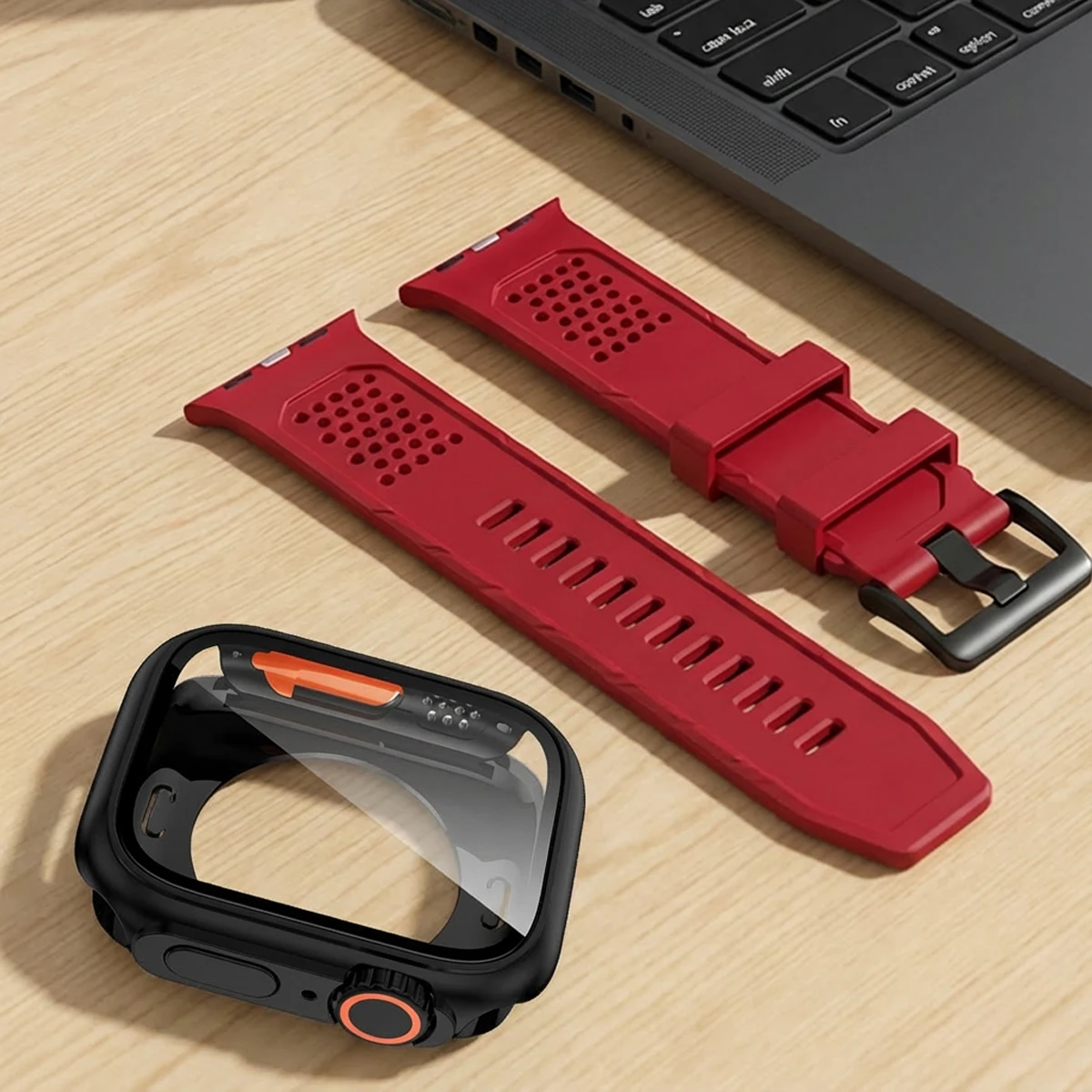 Full Cover Case+Two Tone Strap for Apple Watch 44 45 46mm Change To Ultra Case Bumper Sport Band for Iwatch Series 11 10 9 8 7