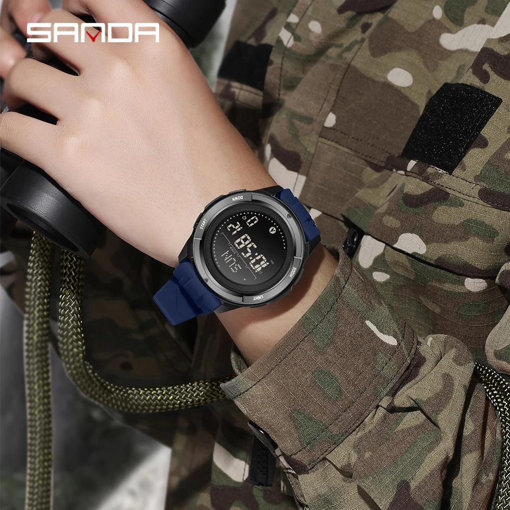 SANDA New Hot Men\'s Electronic Lntelligence Watch Sport Waterproof Night Light Calendar Calories Timer Multifunctional Men Watch