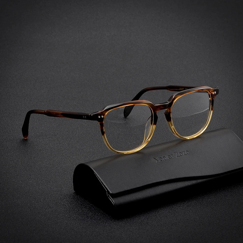 

Top brand acetate square glasses frame for men tortoiseshell tawny optical glasses frame Make prescription glasses progressive
