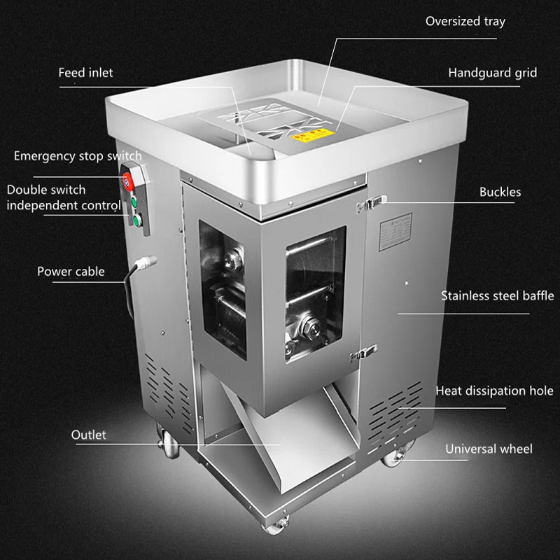 Trituratore di carne commerciale 110V 220V per la lavorazione della carne fresca Tagliatrice di carne a doppio motore ad alta capacità