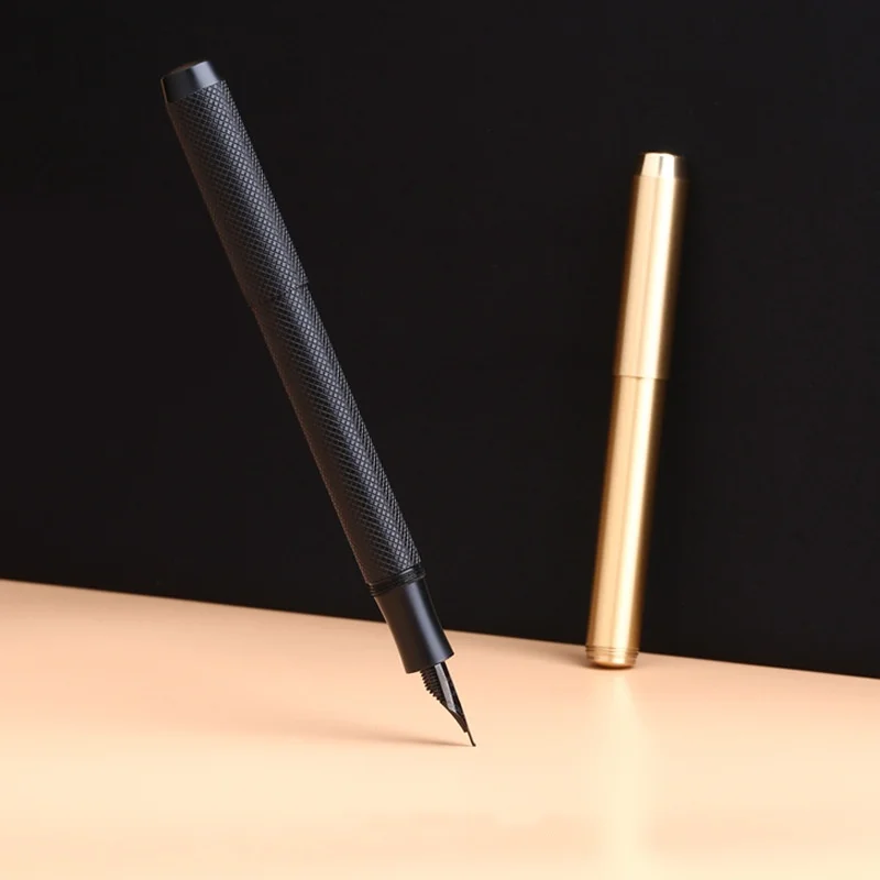 MAJOHN Hunyuan All-copper Black Plated Fountain Pen, Extra Fine Art Nib Smooth Writing Pen, Portable Elegant Metal Pen