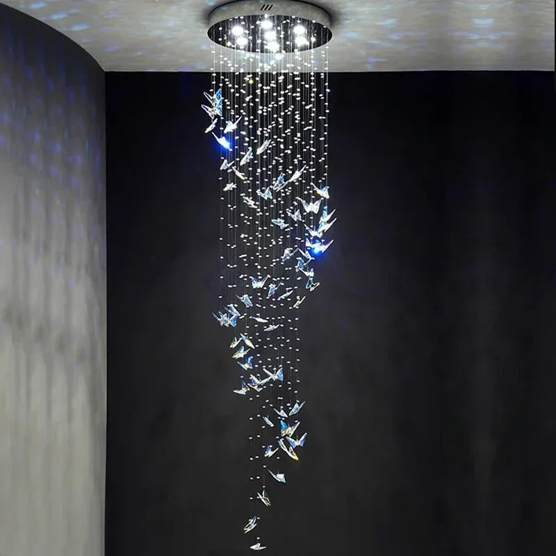 

Nordic Rotating Crystal LED Chandelier for Living Dining Room Bedroom Staircase Pendant Lights Home Decor Lusters Luminaires