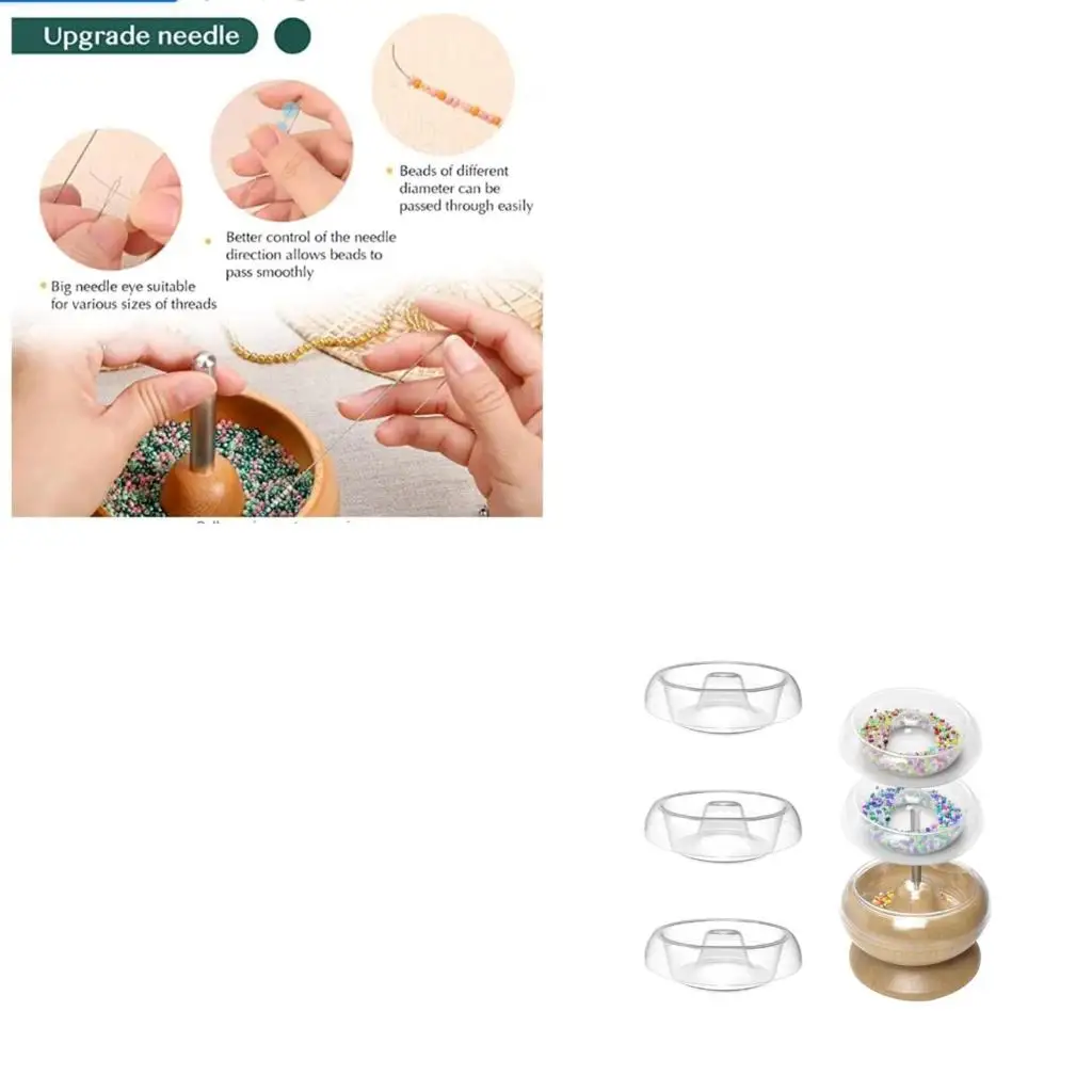  Wooden Bead Spinner Large Bead Spinner Bowl Set for Makeing Necklaces, Bracelets