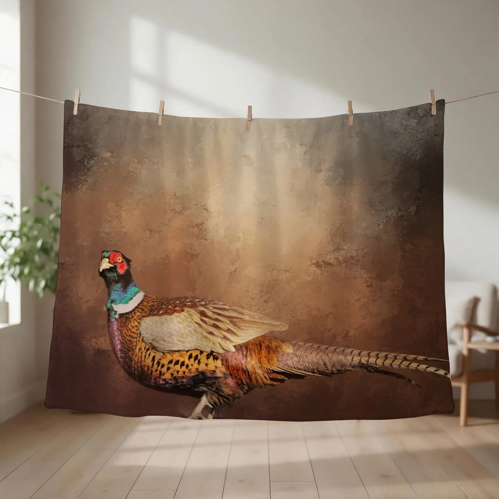 Handsome Common Pheasant Throw Blanket couch cozy soft plush fuzzy picnic outdoor blanket