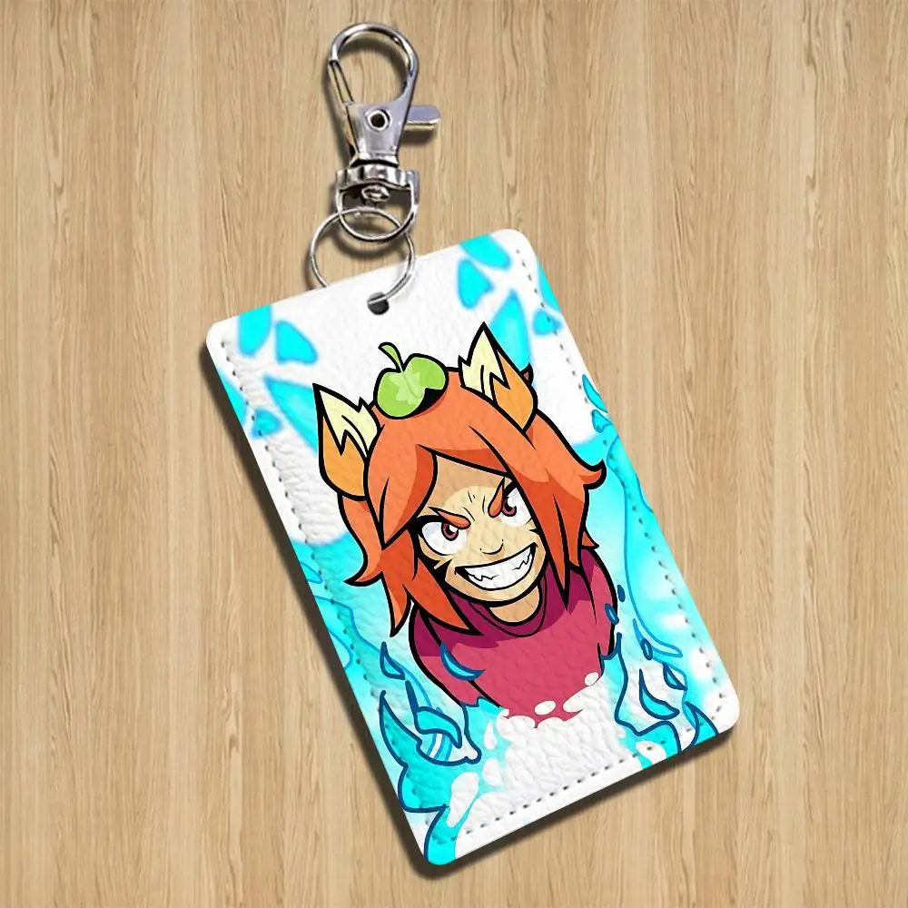 Age of Dragons Brawlhalla Rectangle ID Card Case Keychain Access Card Bag Key Tag Ring Leather Card Holder Key Ring Access view 4