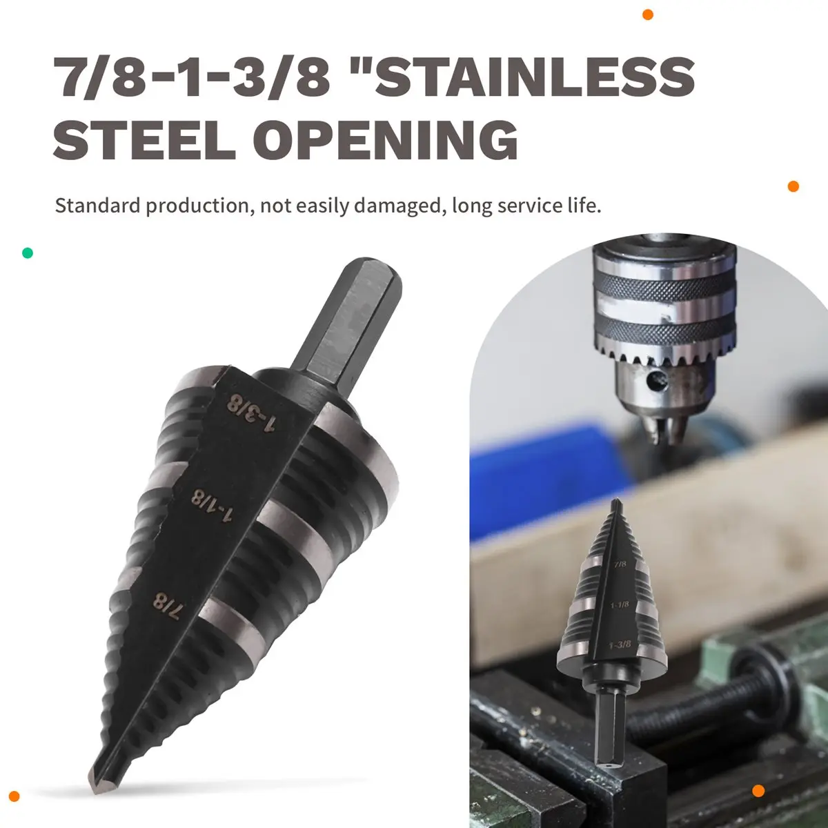 DT81 High-Speed Steel Inch Step Drill, 3/8