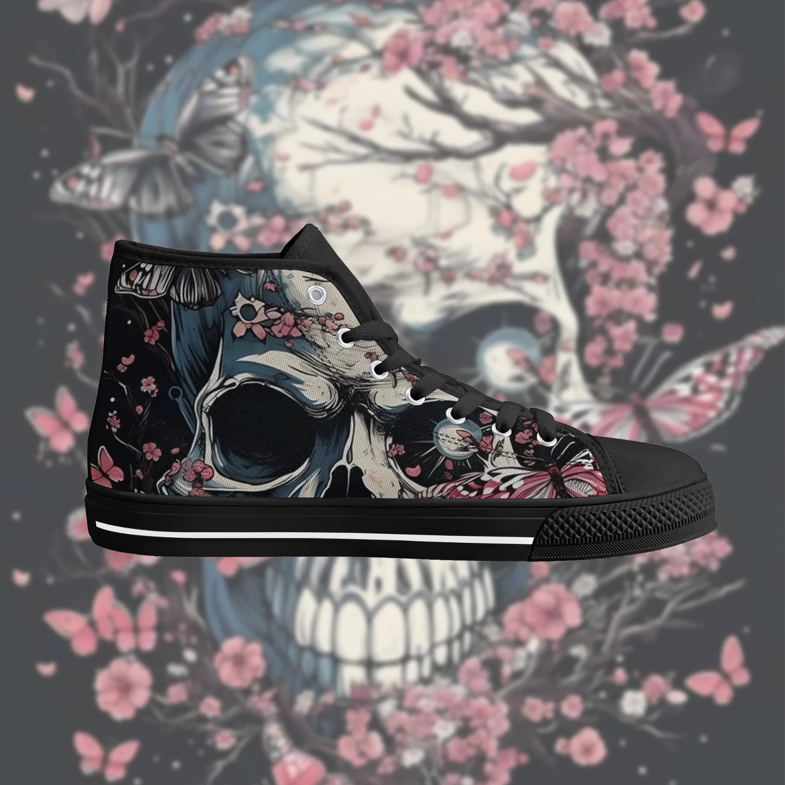 

Custom Shoes Gothic Skull Prints Classic High Top Canvas Shoes for Men Women Vulcanized Shoes Flats Sneakers Footwears