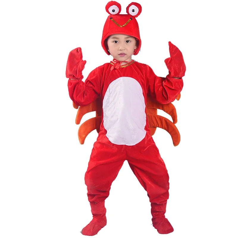 Children Kid Halloween Party Cosplay Cartoon Crab Lobster  Costume Clothing Jumpsuit hat shoes For Boys Girls