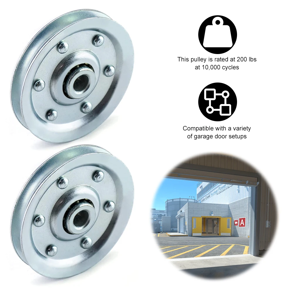 Polea para puerta de garaje de alta resistencia, Cable para puerta de garaje de carga de 200LB, guía de polea plateada para reemplazar poleas antiguas dañadas, 2 uds.
