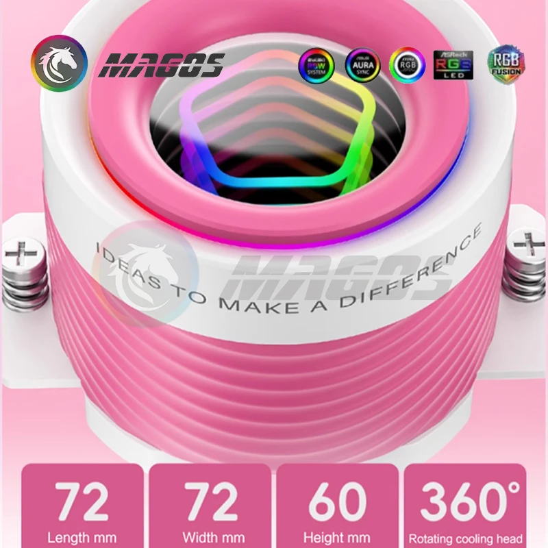 240 AIO CPU Watercooler Pink RGB For 1700 Intel LGA20XX 1200 115X  AMD AM4 AM5 240mm Radiator PC Cooling 5V ARGB AURA SYNC view 5