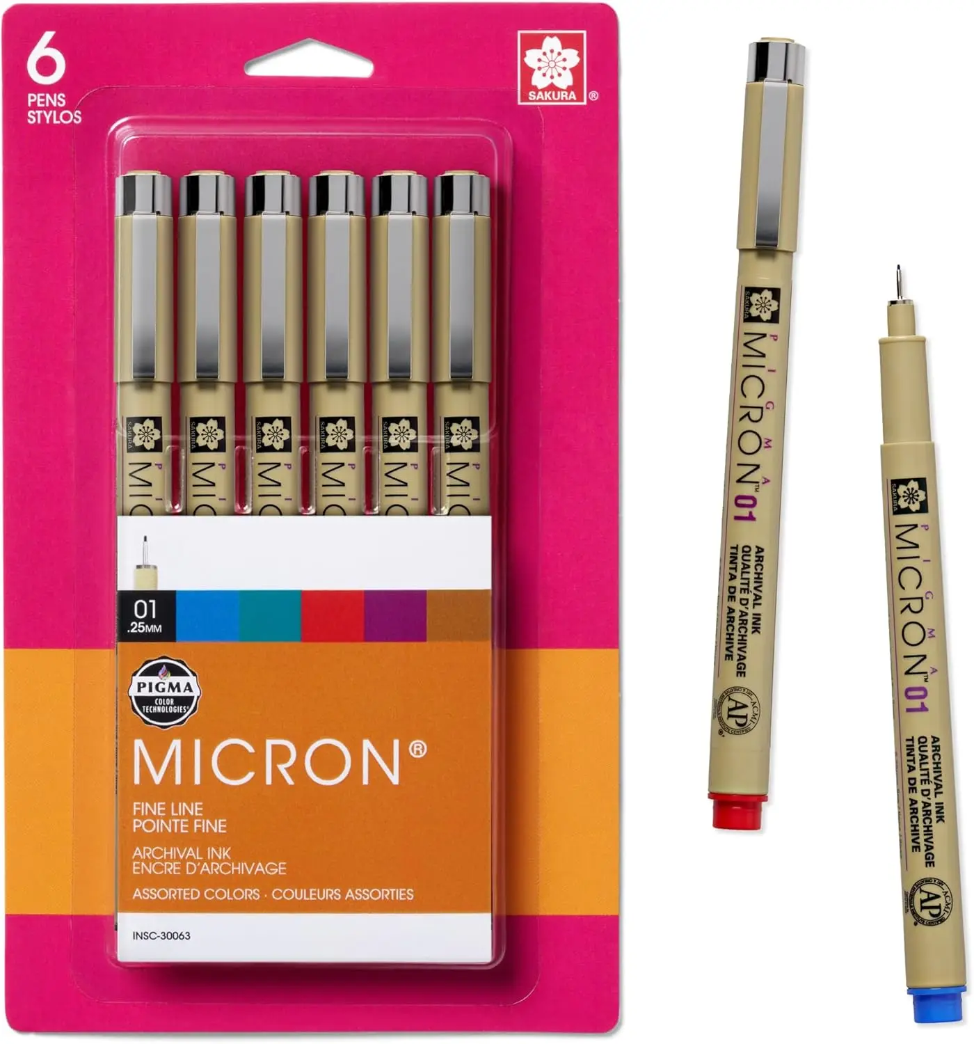 

6-Piece Pigma Micron 01 Ink Pen Set - Assorted Colors, Archival Quality