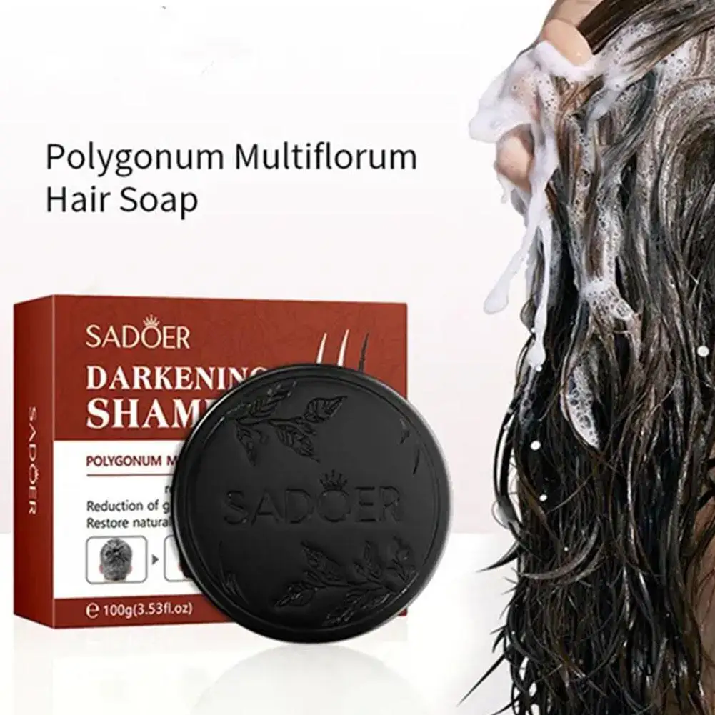 Poligonum-jabón para el cabello antipérdida, Limpieza Profunda, elimina el champú, nutre el oscurecimiento, repara el ennegrecimiento, ácaros del cabello blanco, Reverse Gra T2M4