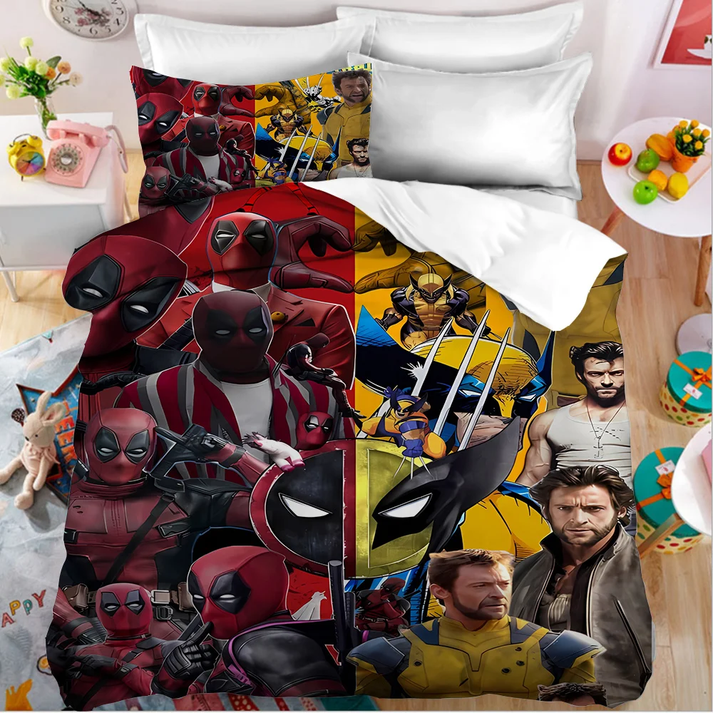 Deadpool Wolverine Set biancheria da letto copripiumino 2 pezzi Set copripiumino con federa letto singolo Soft Room Decor Trendy Home Textile