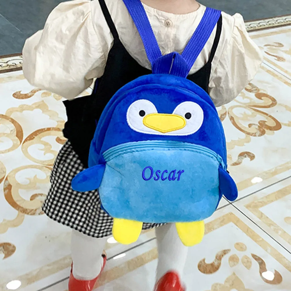 Children's Backpacks Kindergarten Plush Cartoon Backpack Cute Girls Boys Backpack Embroidered Name Primary School Schoolbags