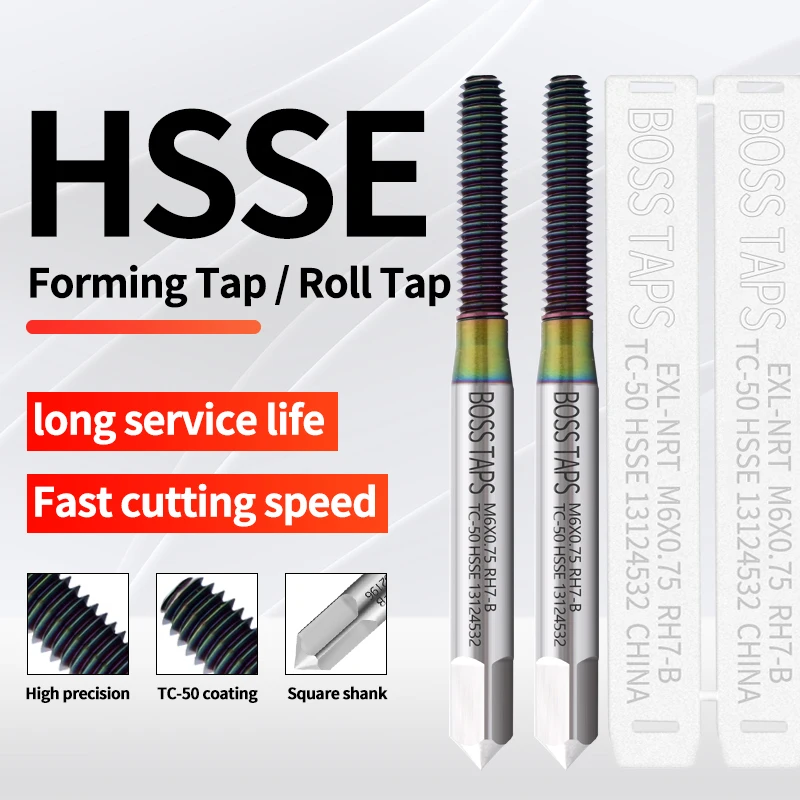 BOSS TAPS HSSE-M42 JIS Standard TC50 Coating Roll Forming Tap M1 M2 M3 M4 M5 M6 M8 M9 M10 Machine Fine Thread Taps For Aluminum