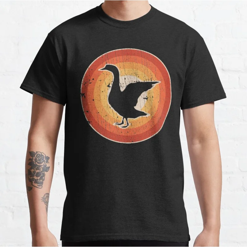 

Goose Retro Sunset Vintage 60s 70s Shirt Funny honk goose meme humor Graphic T Shirts for men large size Adult S-6XL tops