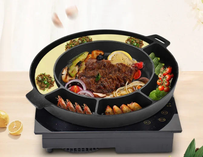 

2023 New Style 6 in 1 Non Stick Kitchenware Thickened Aluminum Alloy Frying Pan Black Breakfast Frying Pan Set