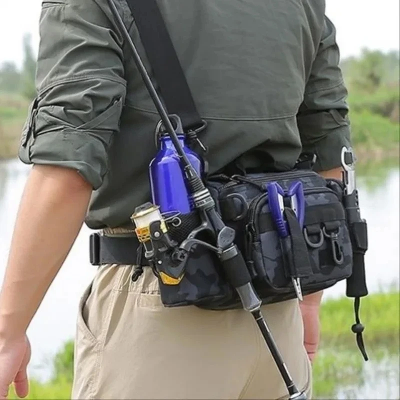 Men Fishing Tackle Bags Single Shoulder Crossbody Bag Waist Pack Fish Lures Gear Utility Storage Fishing Lures Outdoor BagsBag