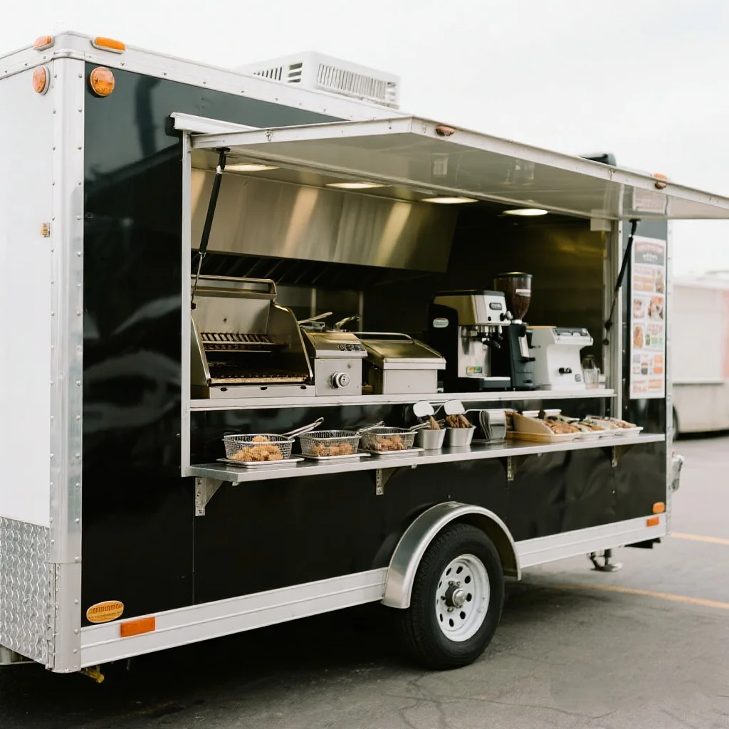 

2025 Fully Equipped Caravan Bar mobile trailer Ice Cream Cart Pizza Fast Taco Foo Truck food trailer with Full Kitchen