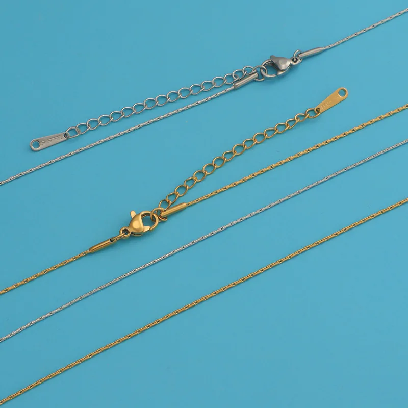 

5Pcs/Lot Stainless Steel Necklace Cross Hammer Square 1mm Thickness Chain Couple Choker Necklace DIY Jewelry Making