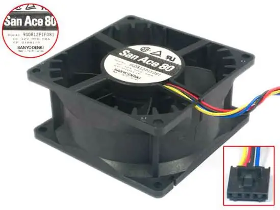 

Sanyo Denki 9G0812P1F081 DC 12V 0.58A 80X80X38mm 4-Wire Server Cooling Fan