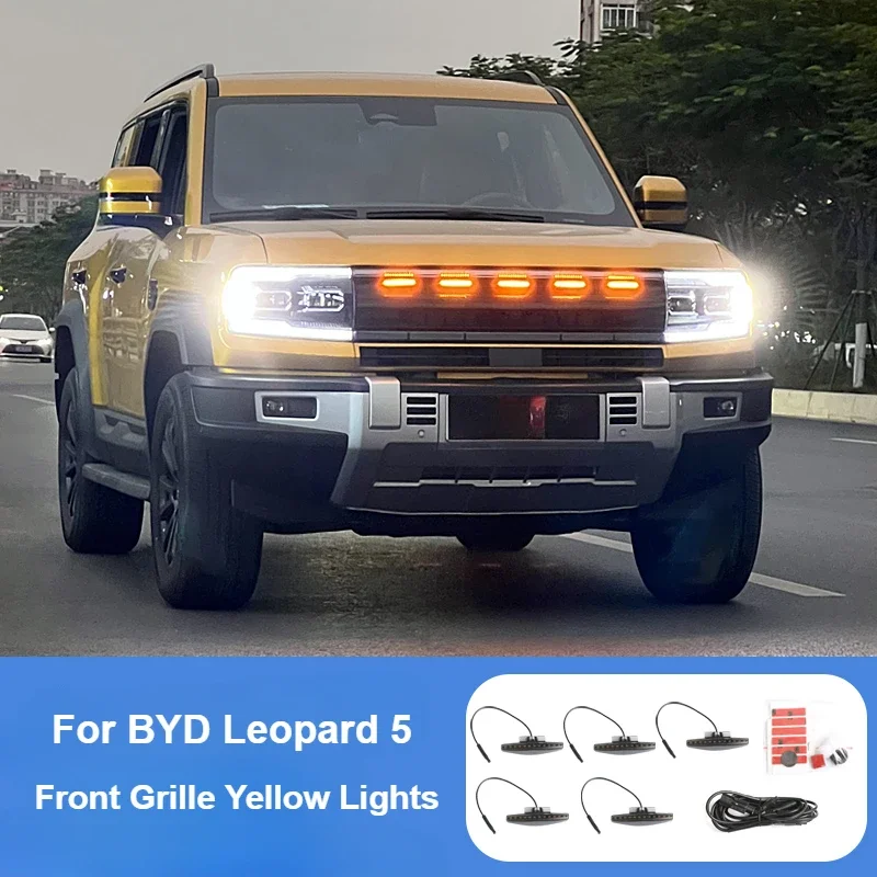 

For BYD Leopard 5 2023 2024 Front Grille Yellow Amber Light Led Warning Lights Daytime Running Lamps Modification Accessories