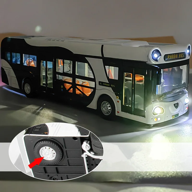 New product 1: 42 alloy panda bus model,simulation bus model decorations,original packaging car toys and gifts,wholesale