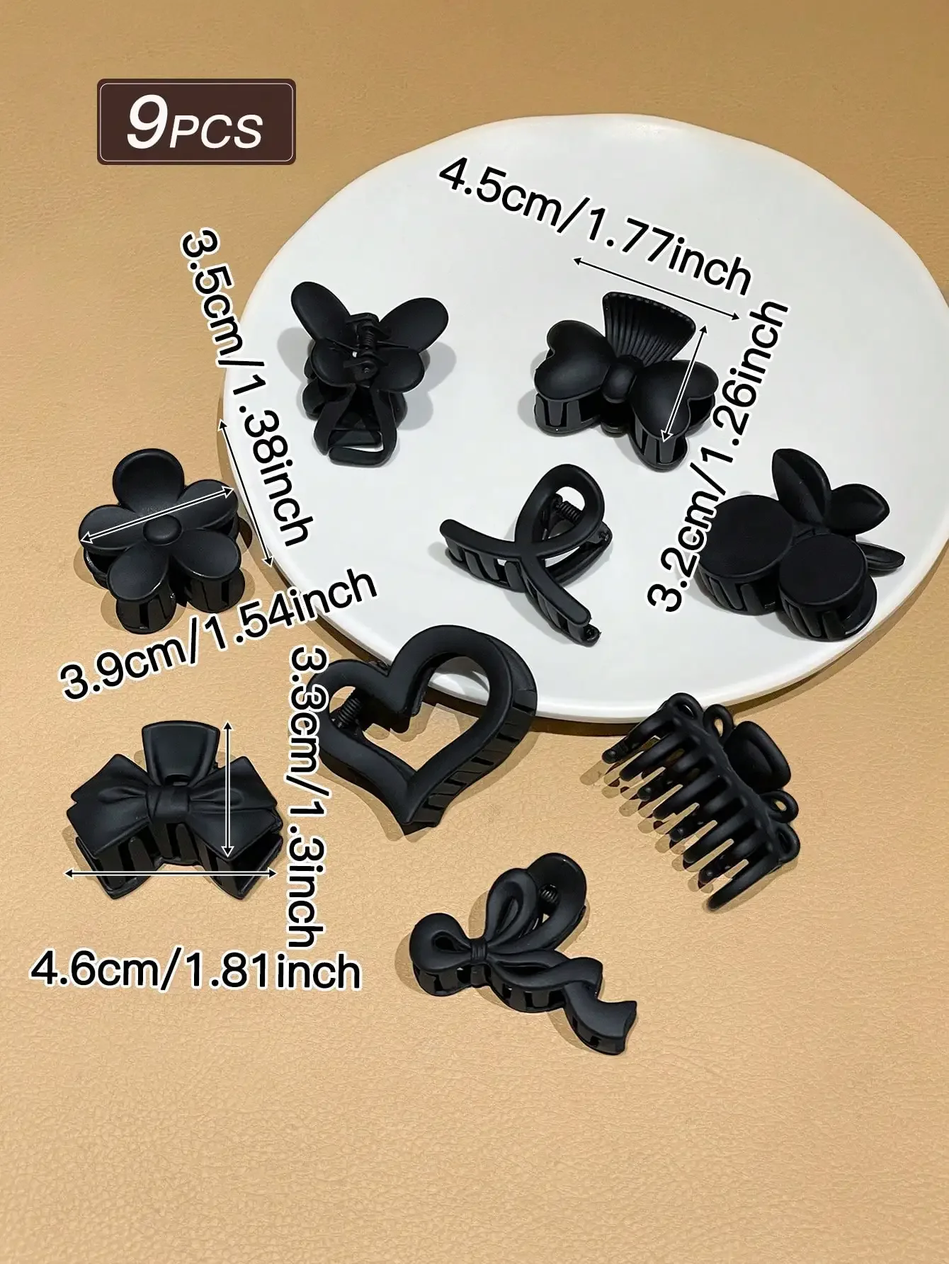 

9 шт. черных матовых заколок для волос для женщин, универсальный набор аксессуаров для волос