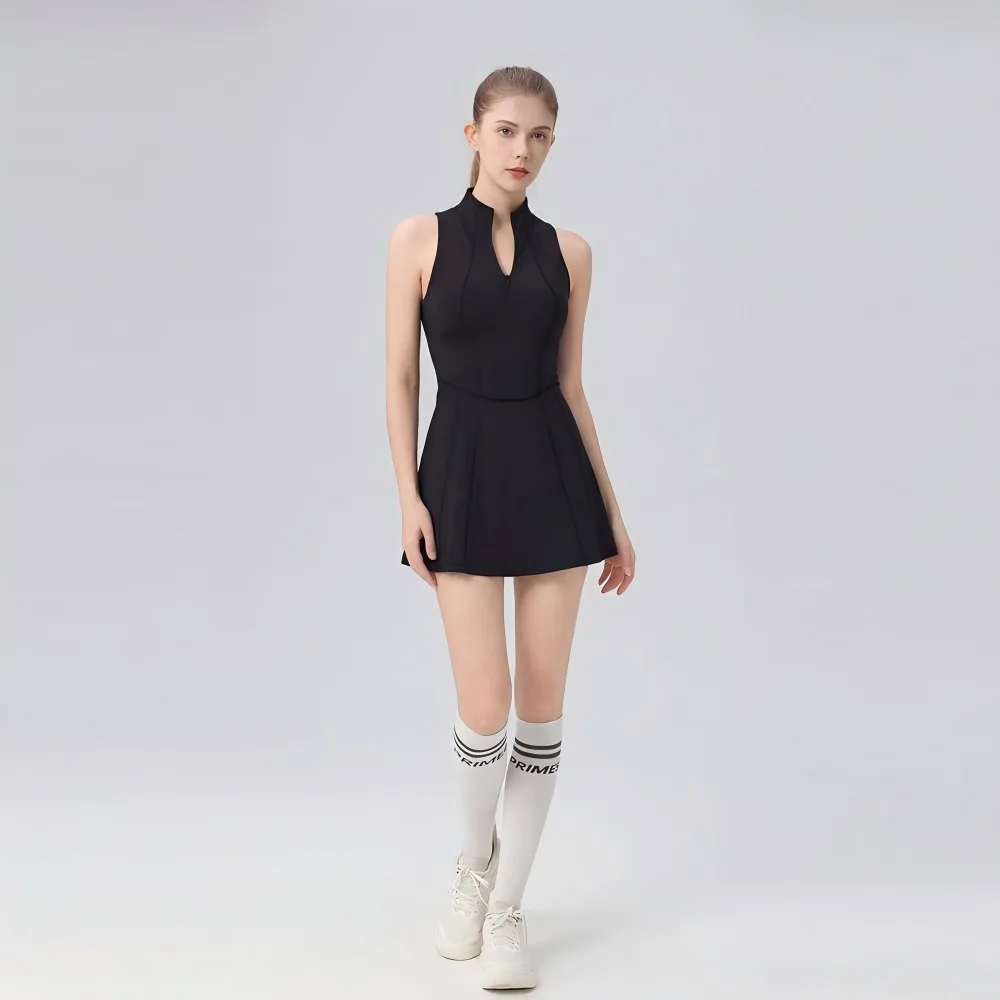 Quick Dry Tennis Skirt Women Black High Waist Built-in Shorts Moisture Wicking Athletic Training Court Wear Korean Style Apparel