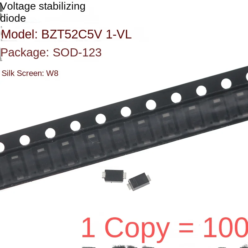 (100pcs) Diode régulée bzt52c5v1 - VL W8 SOD - 123